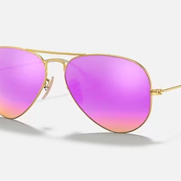Ray-Ban Gold Frame Sunglasses with Pink Lenses - Picture 1 of 4